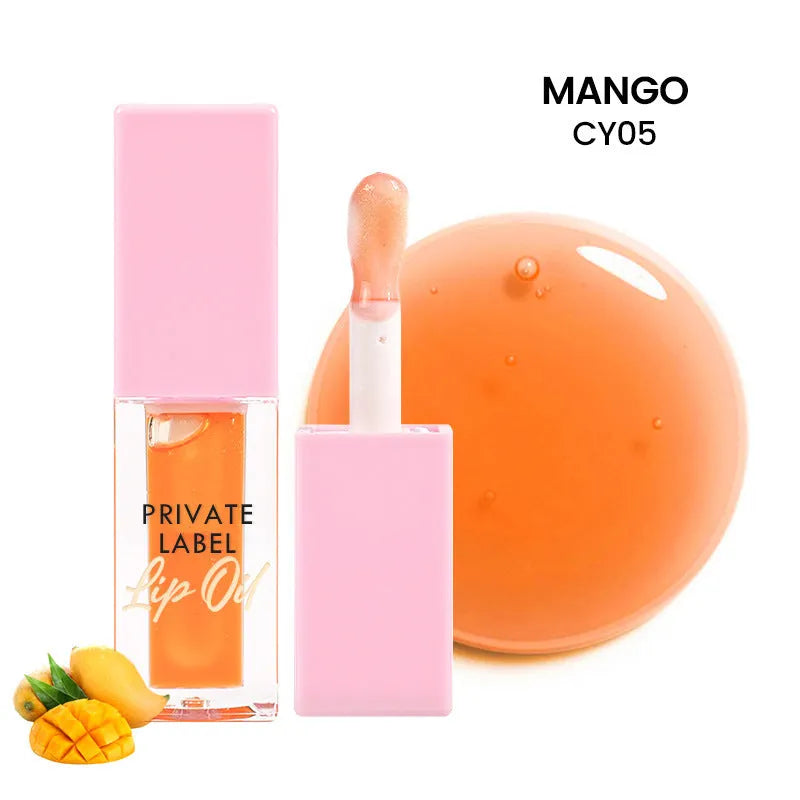 Women's transparent lip gloss in six fruity shades with 6ml tubes