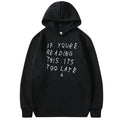 Letter print hoodie for men and women in polyester fibre, side seam pockets, pullover style, available in multiple colours