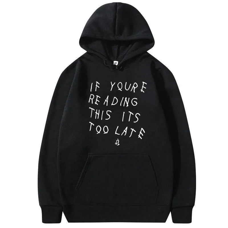 Letter print hoodie for men and women in polyester fibre, side seam pockets, pullover style, available in multiple colours