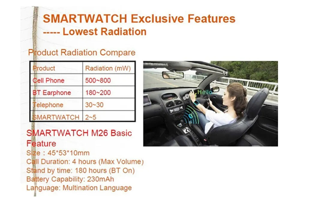 Smart Bluetooth sports watch in black, white, and blue colours showing cross-platform compatibility