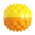 Blue spiky rubber dog ball with dental cleaning texture and squeaker for aggressive chewers