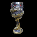 Red wine glass with 3D Chinese dragon decoration in gold or red colour.