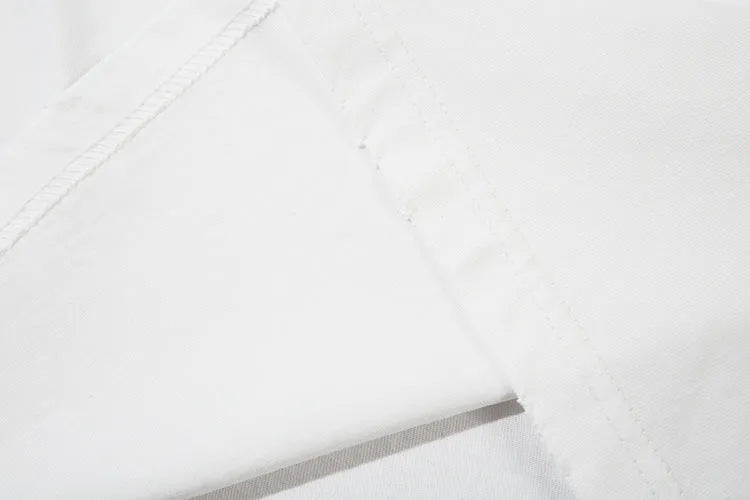 Men's letter affixed cloth embroidered printed short sleeve pure cotton t-shirt in white and black