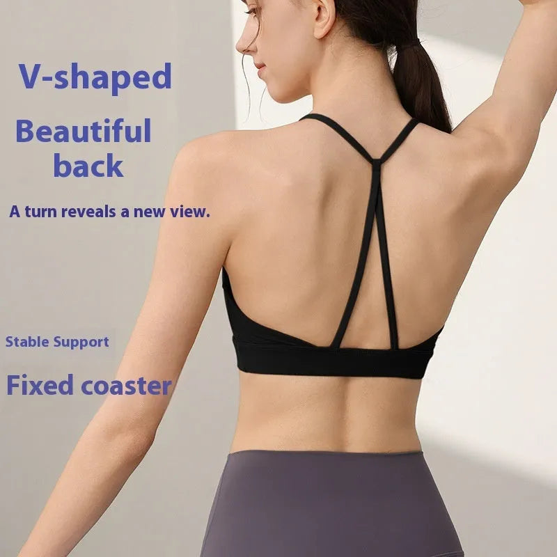 Women's nylon sports vest with fixed double shoulder straps in multiple colours on a size chart