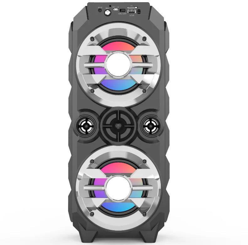 Wireless colour light portable pull rod Bluetooth audio speaker in blue with built-in lights and plastic shell