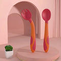 Baby training fork and spoon set with twist design in Blue, made from BPA-free food grade PP and TPE, featuring spoon baffle