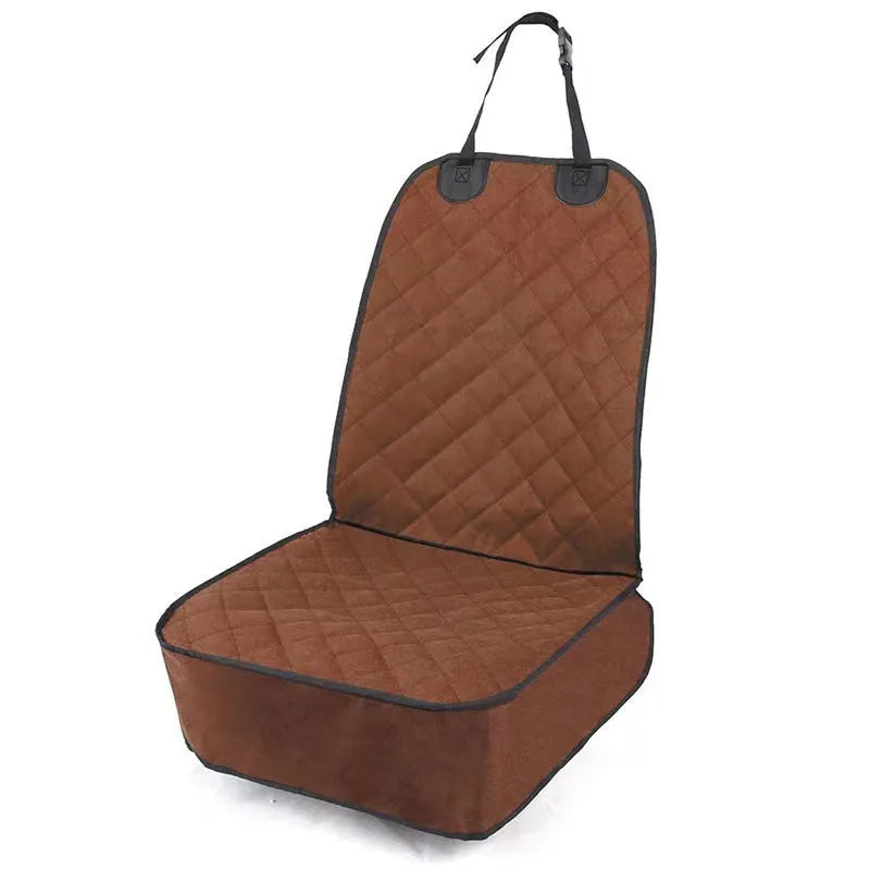 Oxford cloth pet car cushion in black on a vehicle co-pilot seat