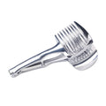 Silver plastic lemon slicer kitchen gadget on a cutting board