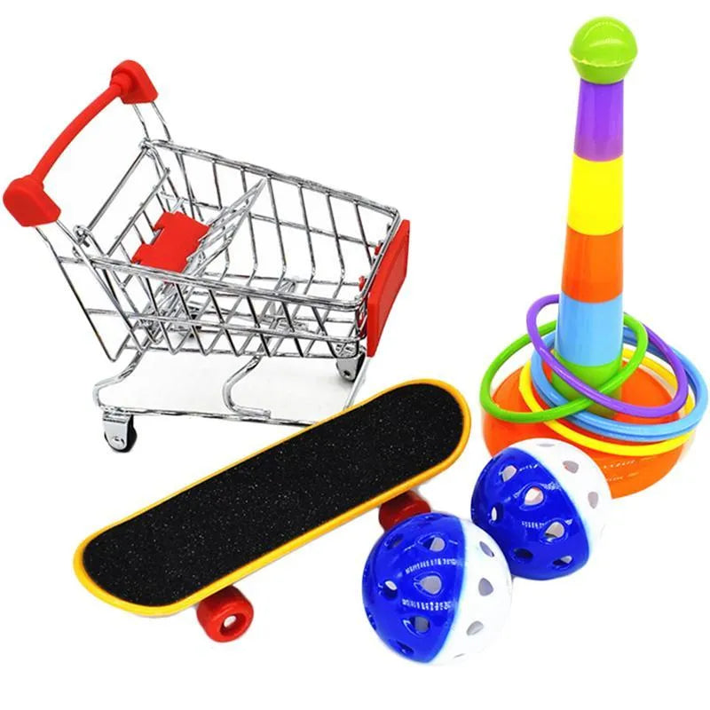 Parrot nibble training interactive tool 5-piece set with sliding ball components in metal and plastic