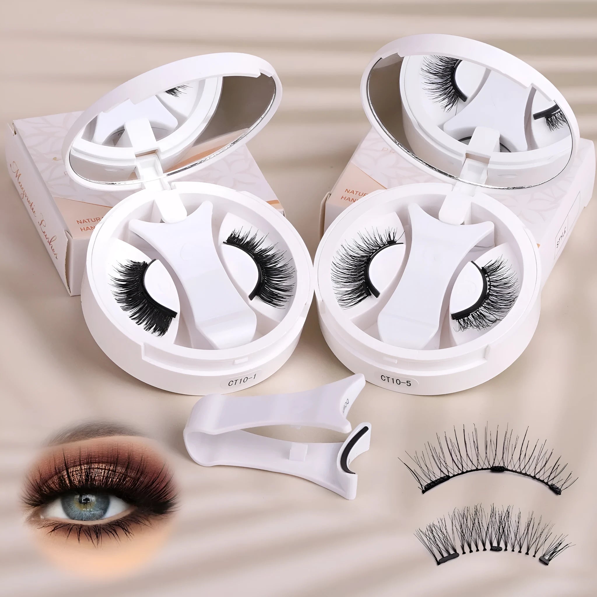 Magnetic false eyelashes in case with integrated soap holder, portable CT10 series