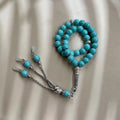 Handmade sky blue stone Muslim prayer bracelet with 8mm tasbih beads for Dhikr counting