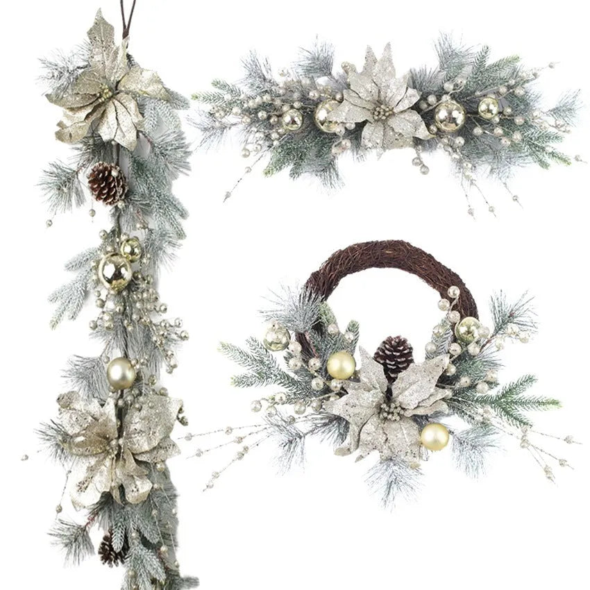 Garland rattan upside down Christmas door hanging decoration in plastic for outdoor home use
