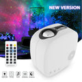 Laser starry sky projection lamp showing nebula and moon patterns with Bluetooth music playing