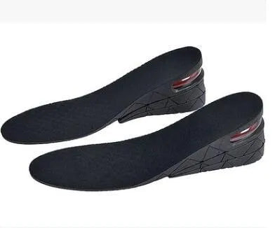 Height boosting insoles with air cushion design and ventilation holes for men