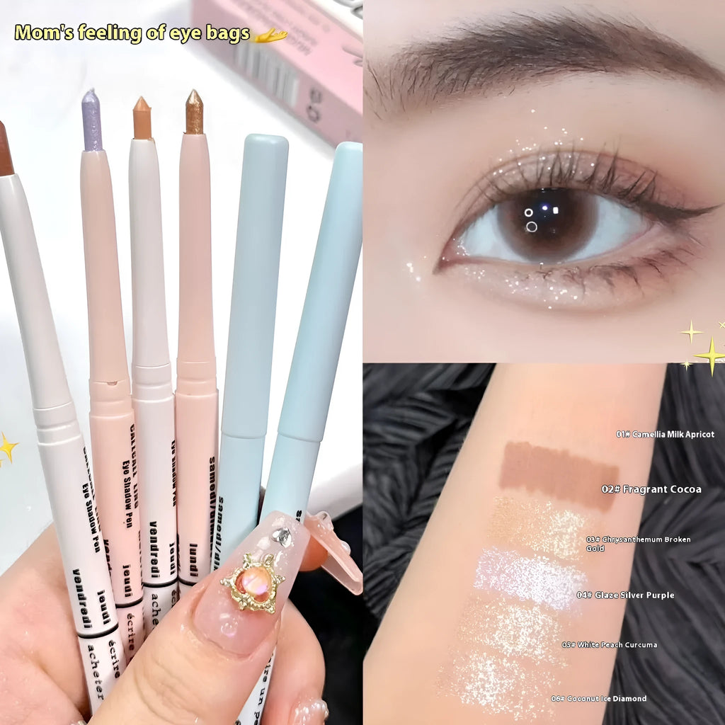 Brightening 2-in-1 waterproof eyeliner pen in gold, pink, purple and other colours.