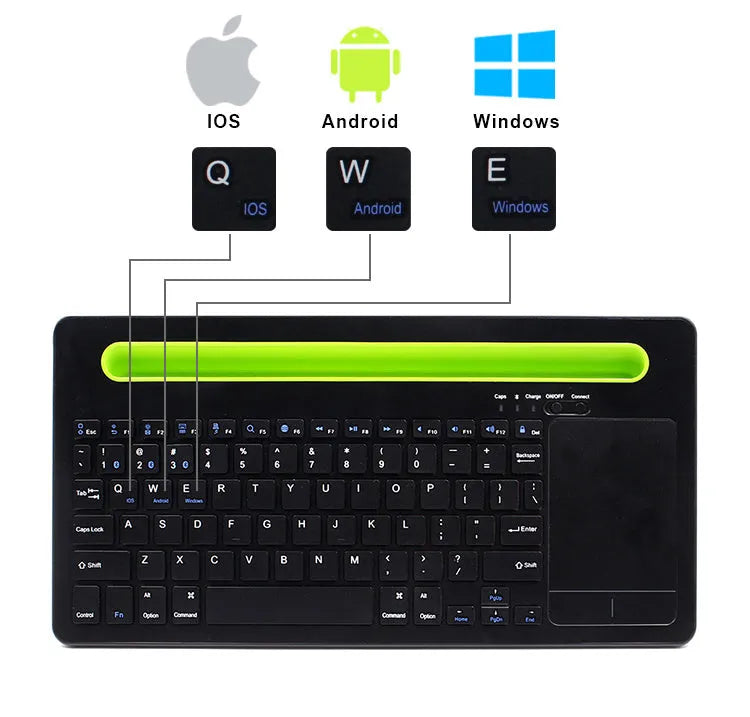 Universal touch keyboard for tablet phones Black 78 keys with touchpad Bluetooth 3.0