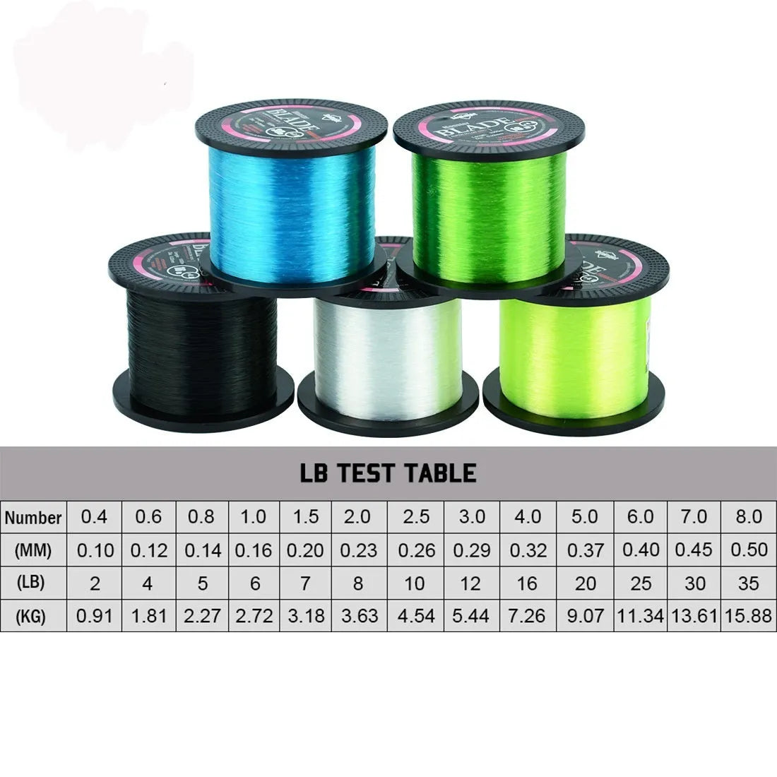 Seaknight1000 M nylon fishing line spool in multiple colours and sizes for fishing applications