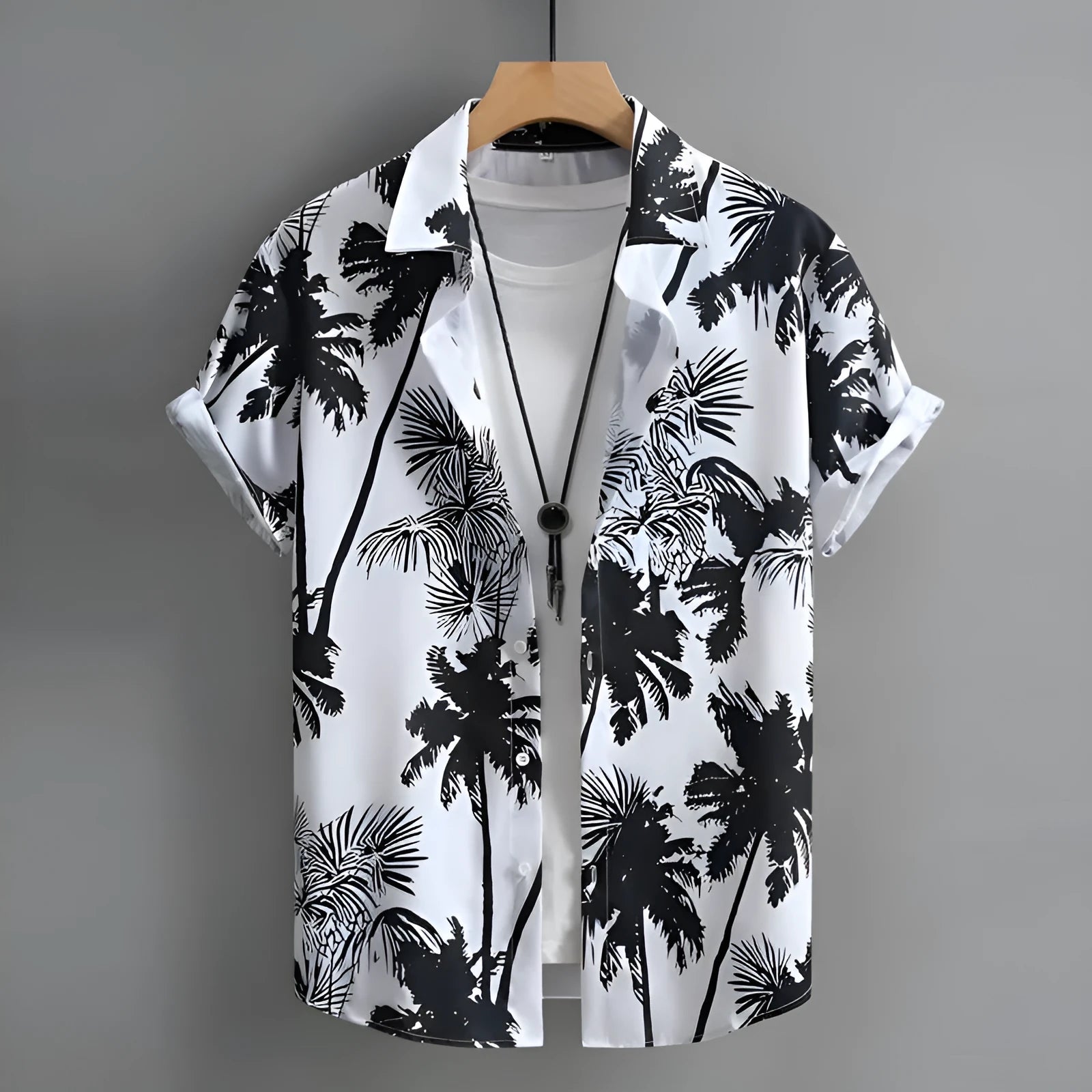 Men's Hawaiian summer shirt with 3D printed floral pattern in short sleeve cardigan style