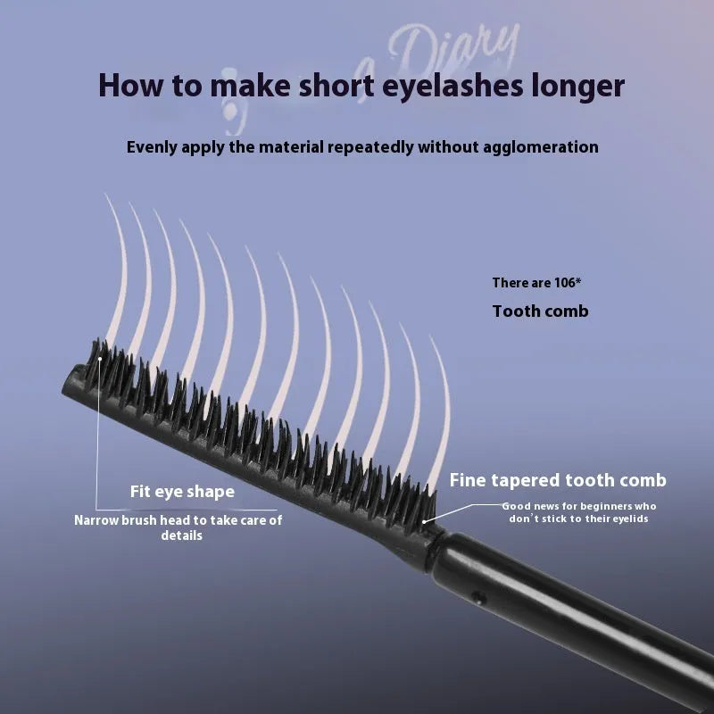 Long Curling Long-lasting Mascara tube in black or brown with applicator brush.