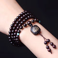 Zambia rosewood bead bracelet with 108 wooden beads and flat lotus pendant for DIY artistic projects