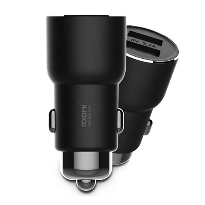 Black Ruimi 3S car charger with dual USB ports for phone and tablet charging