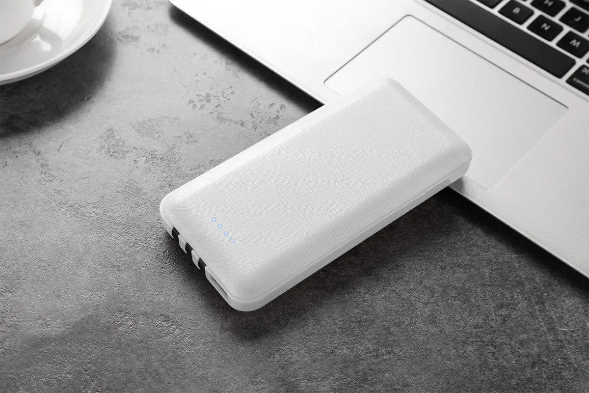 10000mAh plastic polymer lithium ion battery power bank with three wires in black