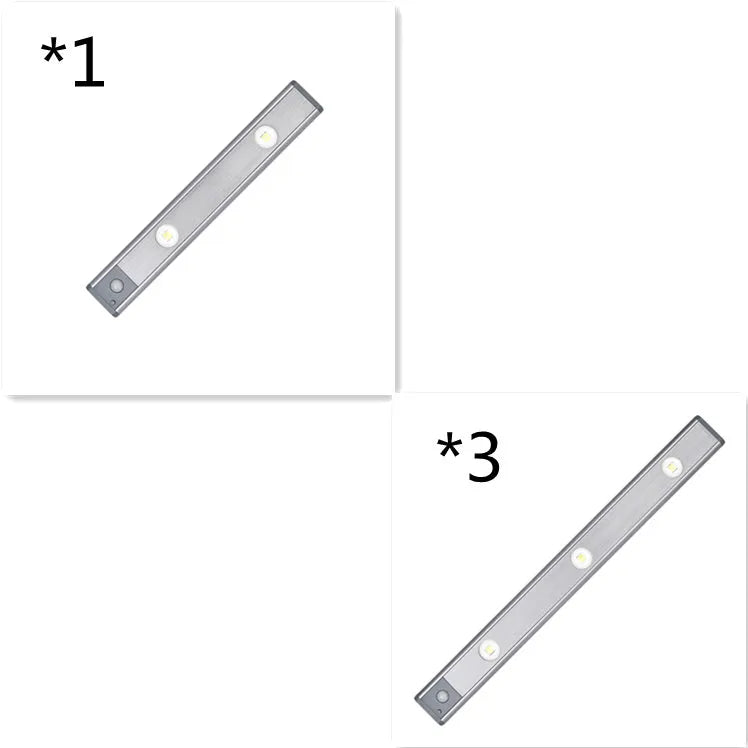 Rechargeable motion sensor lamp with aluminium body and magnetic mount for under-cabinet use, three colour temperature LED