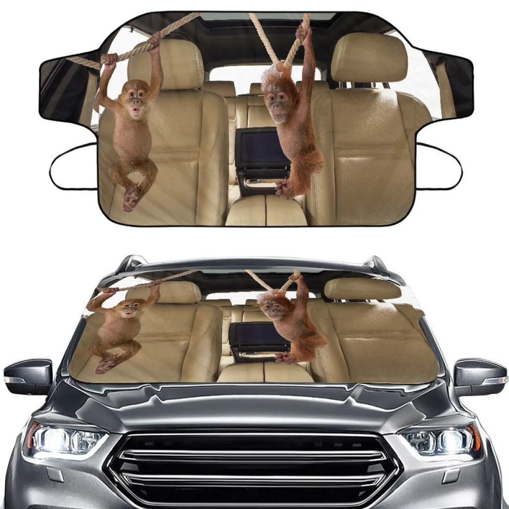 Car snow protection front gear made of aluminium film foam polyester fabric with lanyard installation system