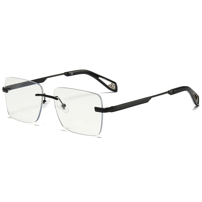 Frameless square retro sunglasses with UV400 protection in gold/tea colour for men and women
