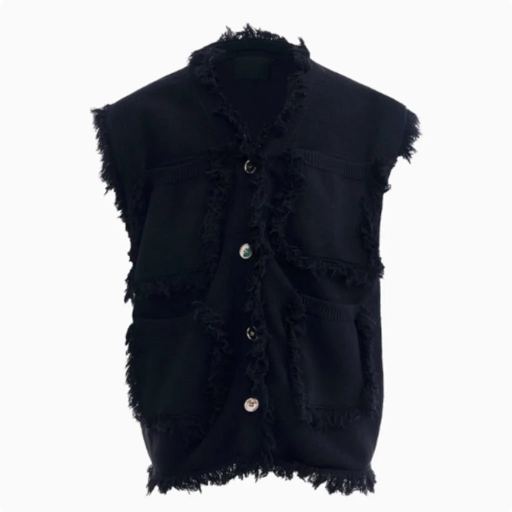 Men's special-interest design V-neck sweater vest coat in autumn Korean style, blue, front view