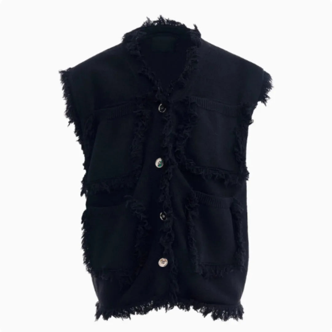Men's special-interest design V-neck sweater vest coat in autumn Korean style, blue, front view