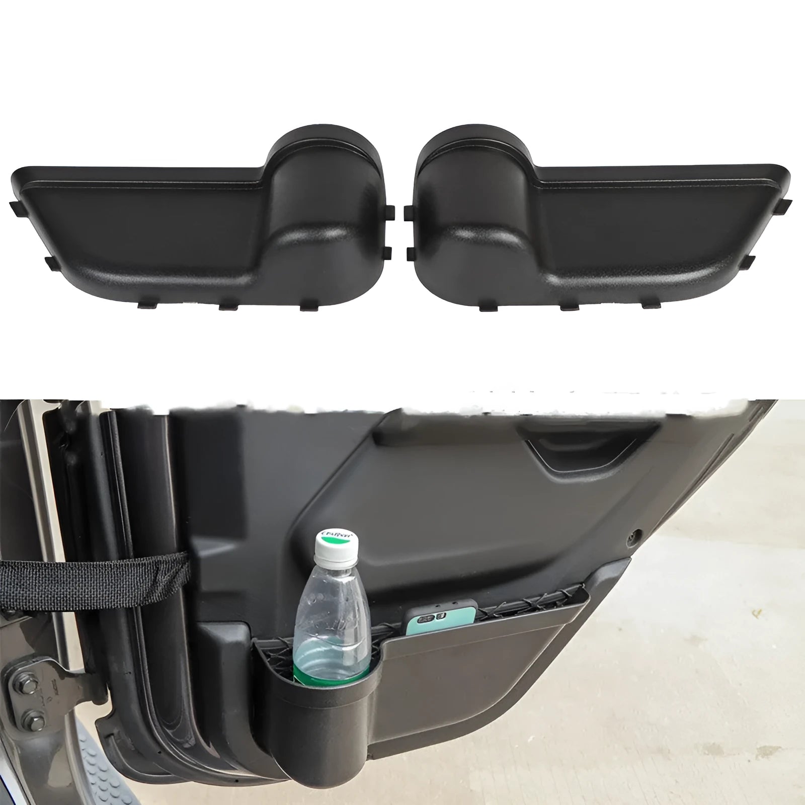 Black ABS car door storage box for Jeep Wrangler JK and JL interior organisation