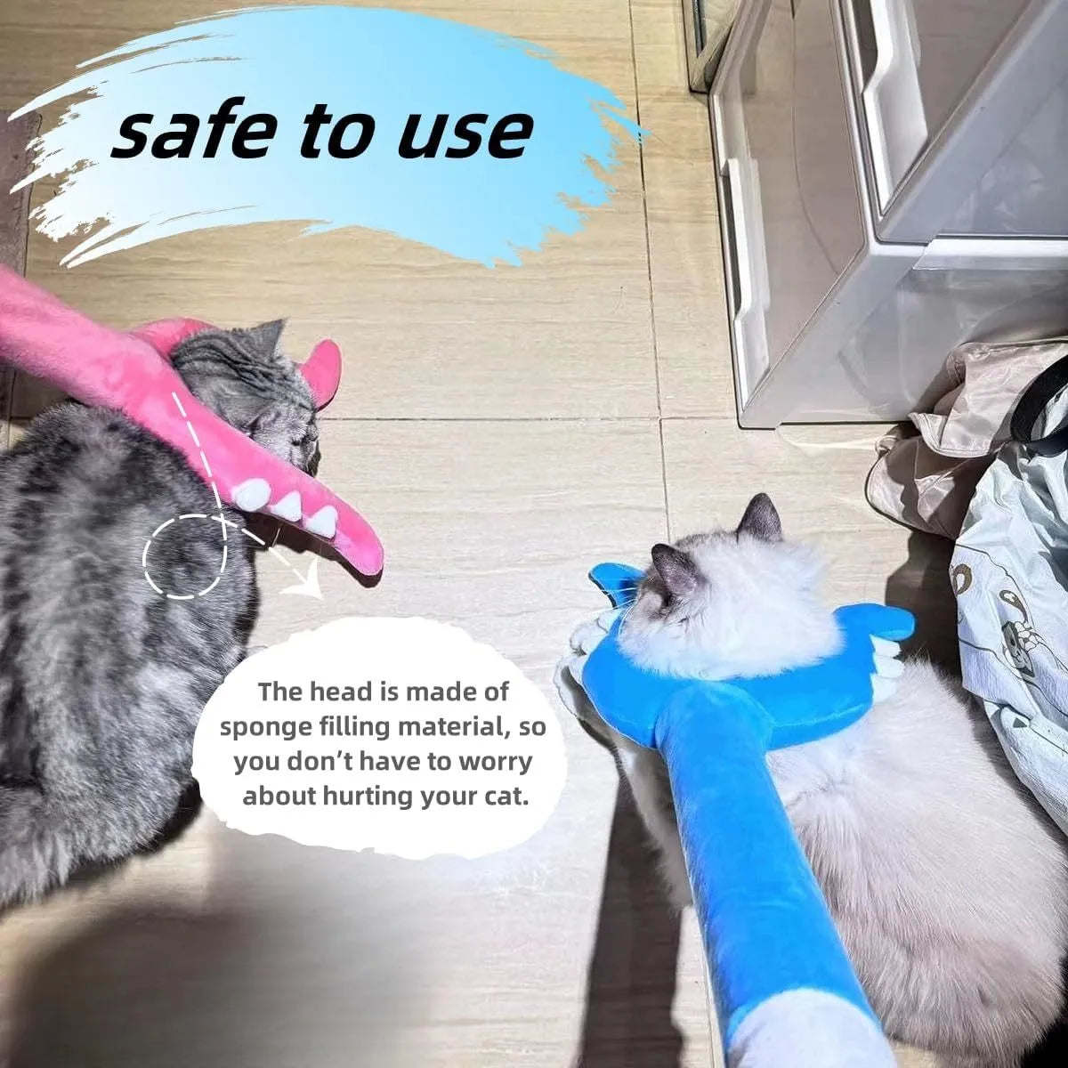 70cm blue plush cat wand toy for interactive play with indoor cats and naughty kittens