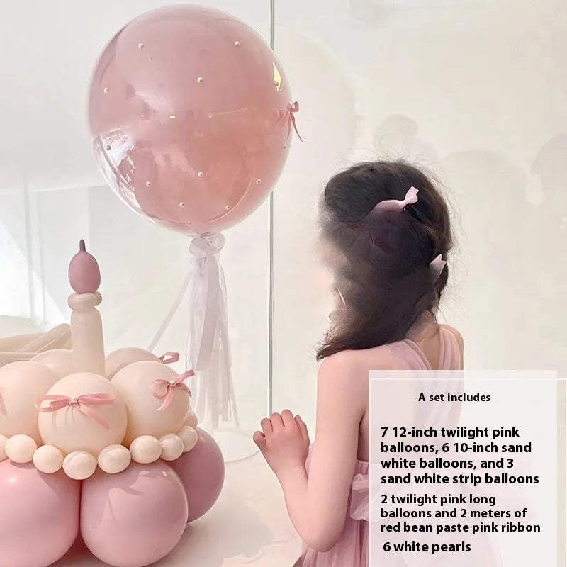 Round DIY balloon bouquet cake decoration kit with ten style options for party celebrations
