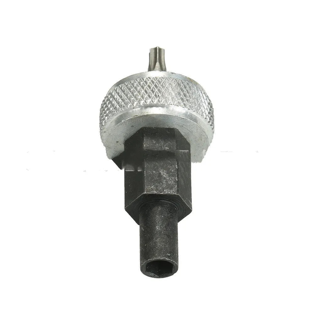 Carbon steel ignition module wrench with knurled aluminium knobs for 7/32 hex and T20 bolt removal.