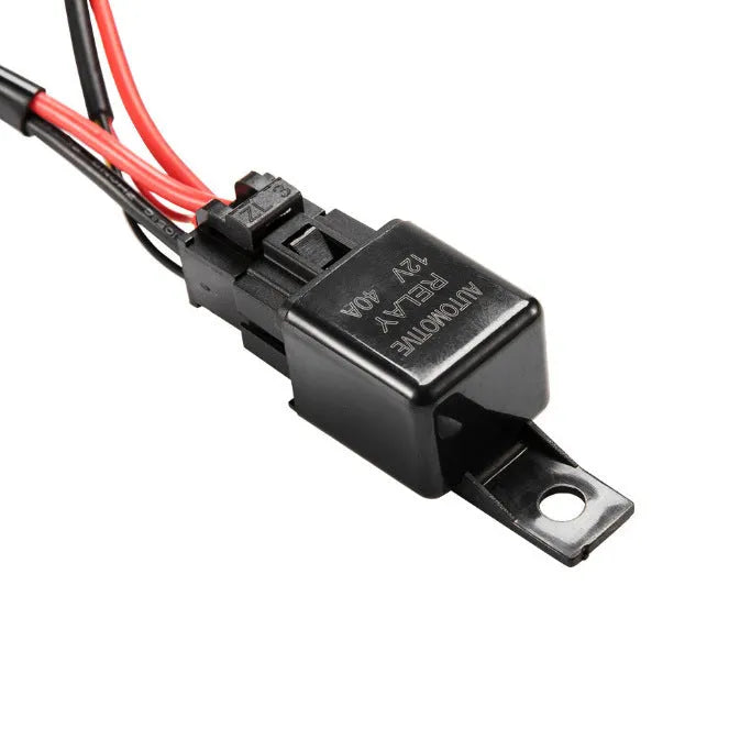 Black off road LED spotlight cable set with 2 metre wiring harness and LED light bar switch