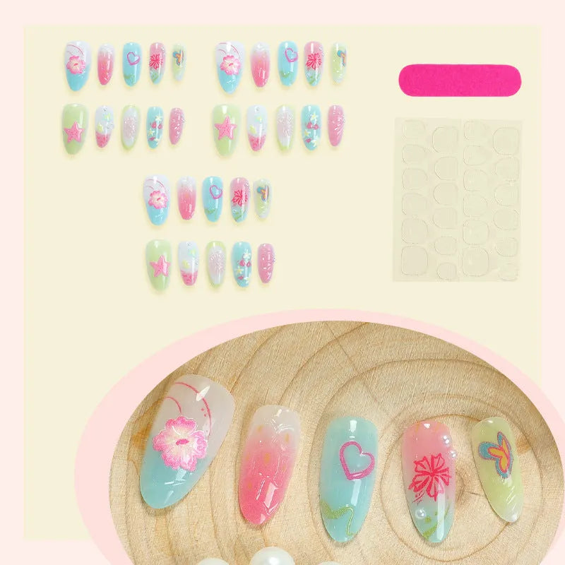 Women's three-dimensional flower butterfly love nail sticker plastic self-adhesive 30 bits per box multiple colours