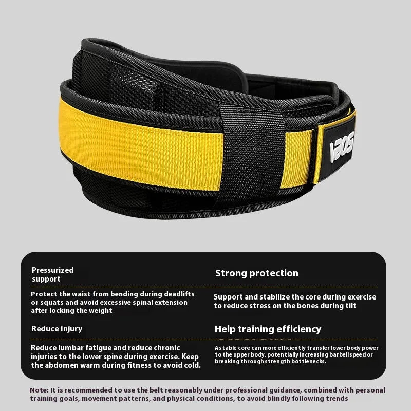 Black fitness waist support belt for squat weightlifting hard pull push training adjustable