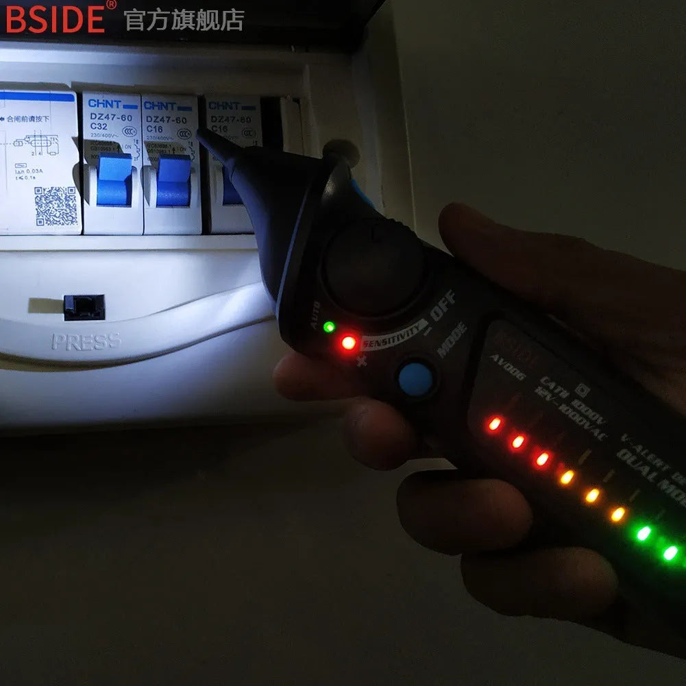 Smart sensor high voltage test pencil with round head tip and insulated body for live line detection.