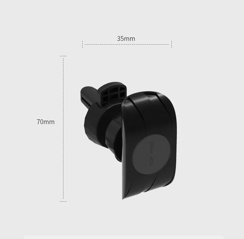 Black car phone holder with magnetic mount and adjustable rotation head