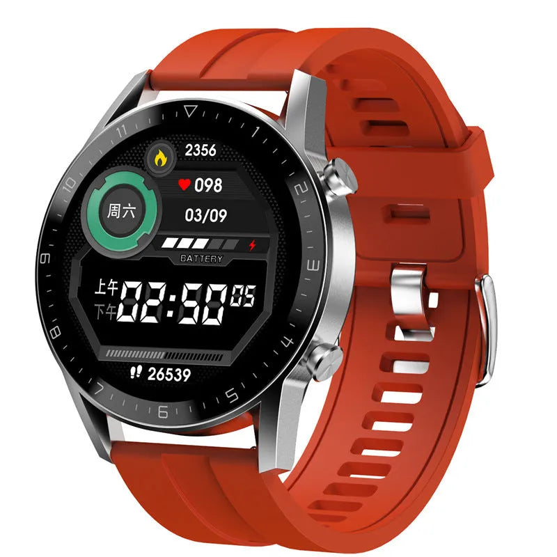 Multifunctional sports watch with 1.3-inch touchscreen and genuine leather strap