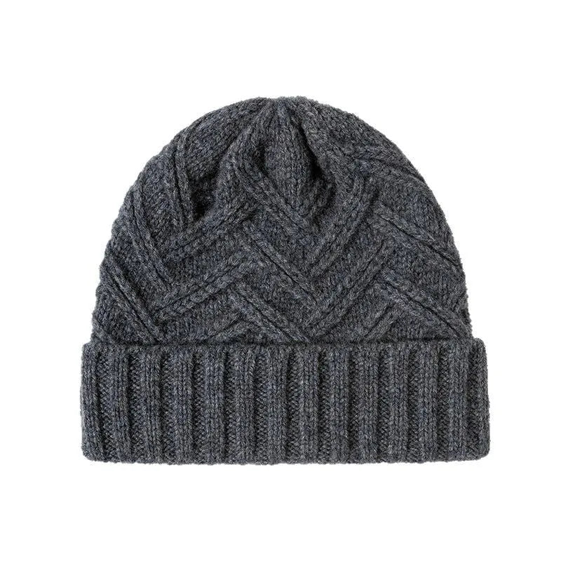 Wool knitted women's hat with dome crown in ankela red colour showing knitted texture