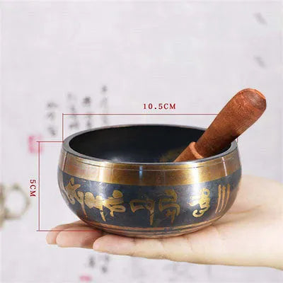 Tibet singing bowl ring copper seven metals meditation feng shui ornament black gold sizes 8.5cm to 18cm