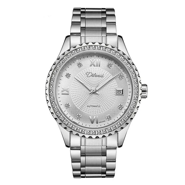 Men's automatic mechanical watch with luminous dial and waterproof construction in business style