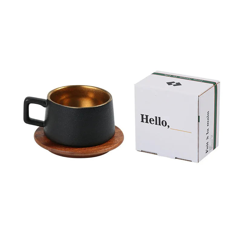 Office gift tumbler coffee cup suit with gold plated packaging and 250ml capacity cup