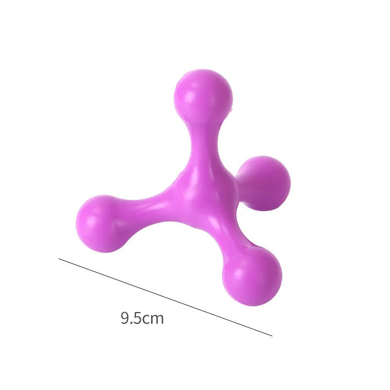 Silicone puppy chew toy with three legs in assorted colours for teething relief