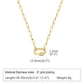 Small square chain stainless steel pendant necklace with oval zircon stone in gold colour finish