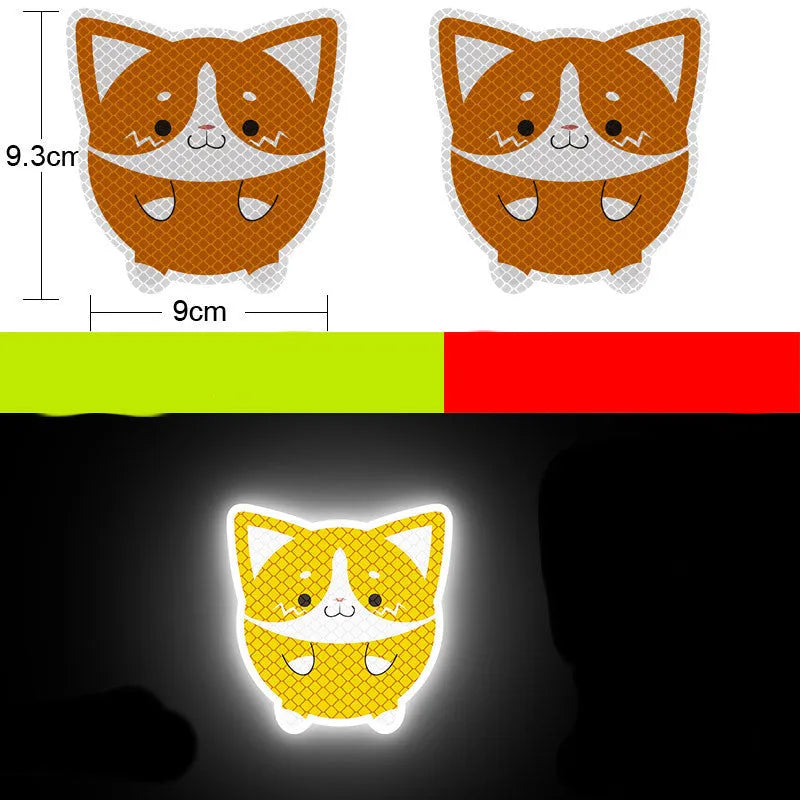 Pair of reflective warning stickers with diamond film for vehicles, approximately 9 by 5 cm