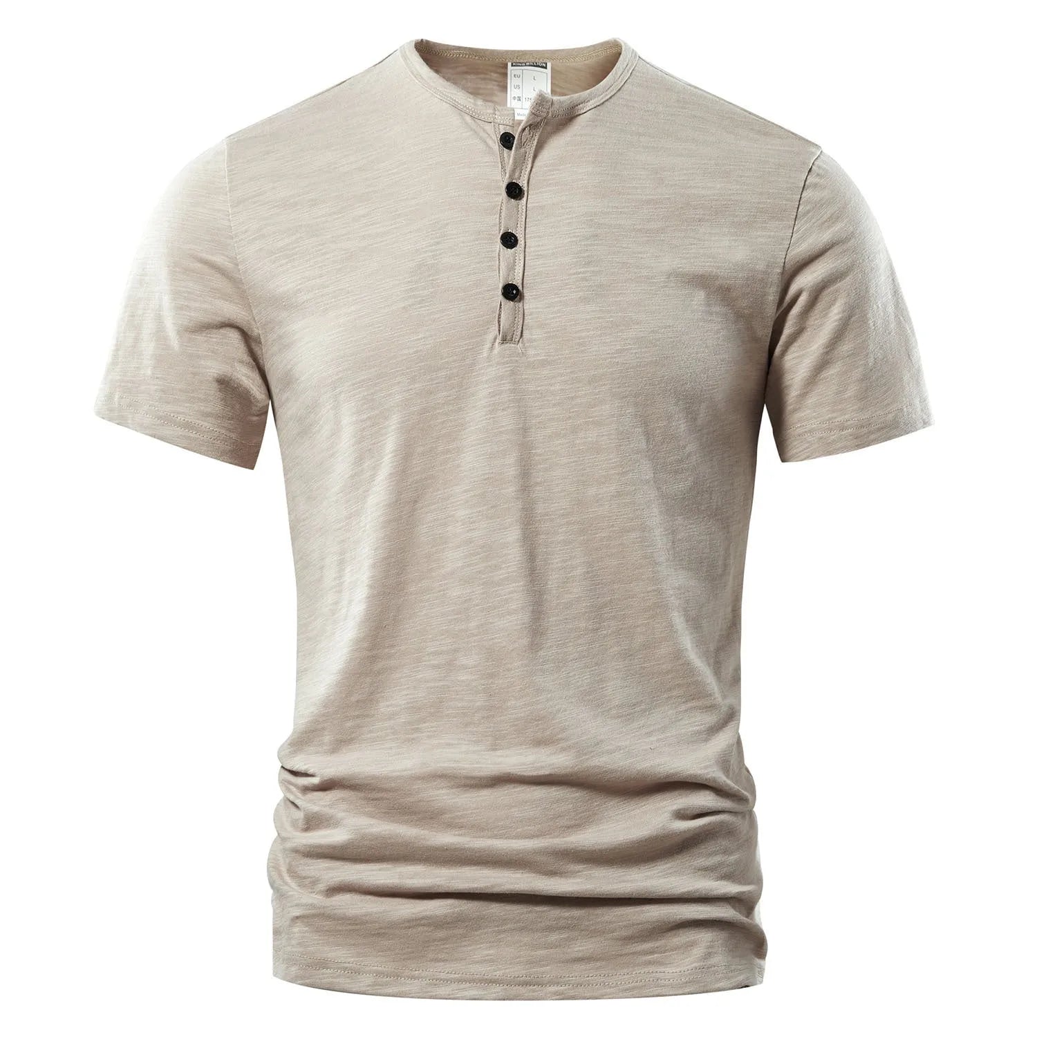Men's slub cotton short sleeve t-shirt in a solid colour on a hanger