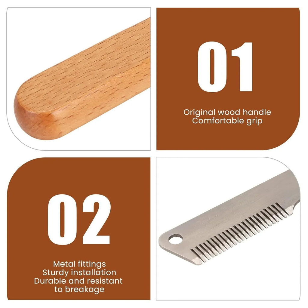 Wood-handle dog stripping comb grooming tool for removing floating hair from pets